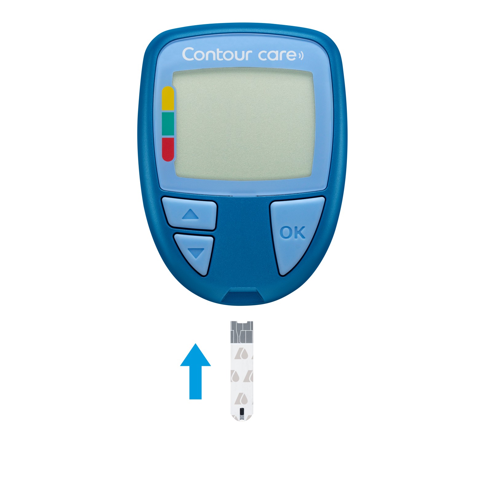 The new CONTOUR ® CARE meter and test strips: step1